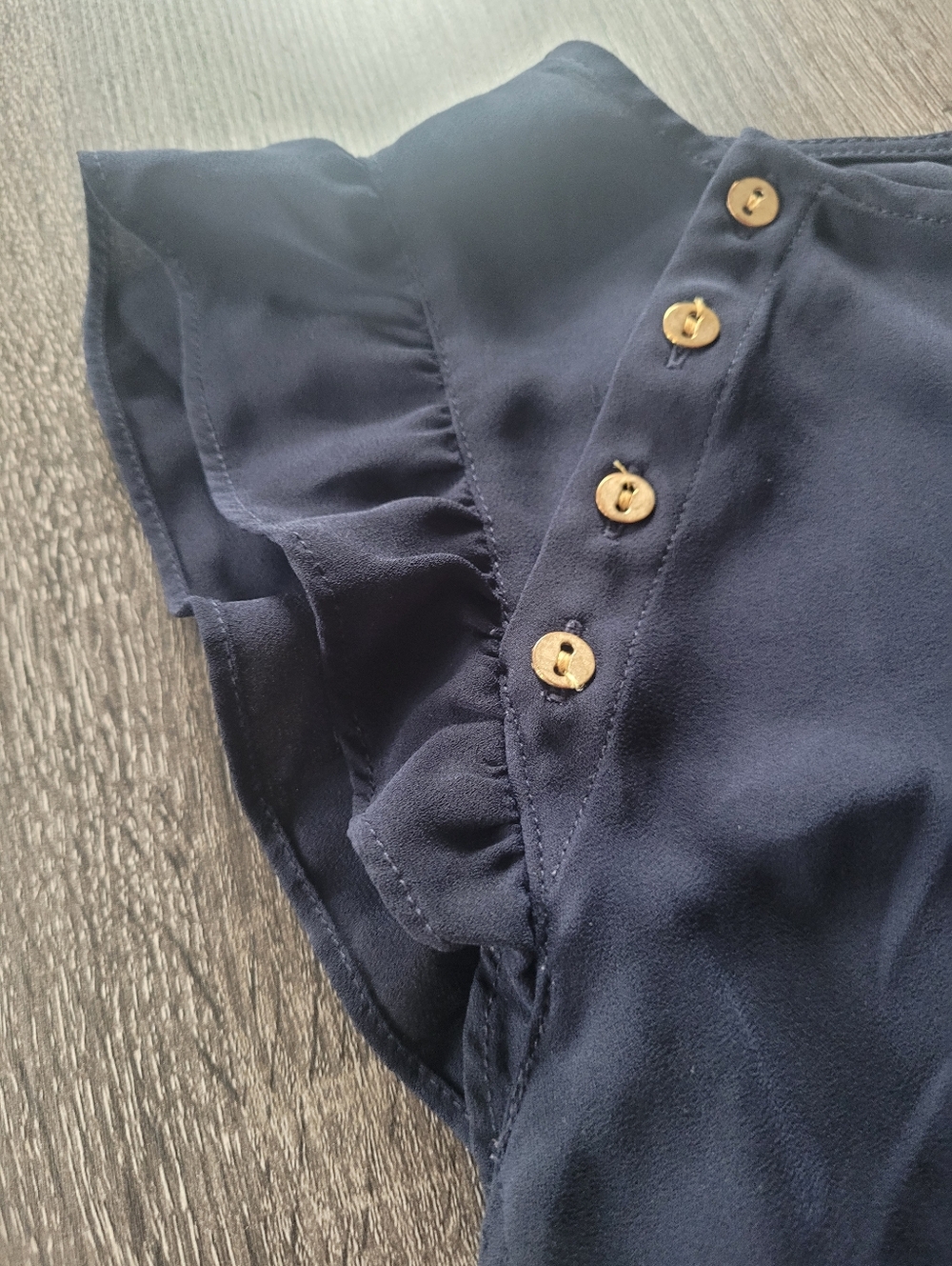 LOFT Button Ruffle Sleeve Top - Picture 3 of 6